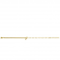 ZINZI Gold Plated Sterling Silver Bracelet with 2 Trendy Chains Combined: Curb and Paperclip Chain. With a Dangling White Zirconia 17-20cm ZIA2480