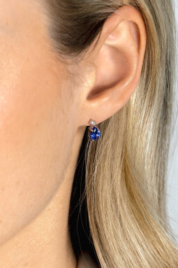 10mm ZINZI Sterling Silver Stud Earrings Indigo Blue Drop and White Zirconia ZIO2440