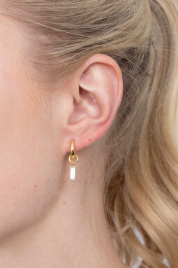 15mm ZINZI Gold Plated Sterling Silver Earrings Pendants Rectangular White ZICH2056Y (excl. hoop earrings)
