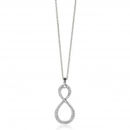 35mm ZINZI zilveren hanger Infinity bezet met witte zirconia's ZIH2570 (zonder collier)