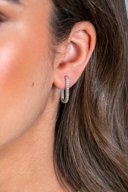ZINZI zilveren oorstekers in ovale vorm (20mm) bezet met witte zirconia's ZIO2310