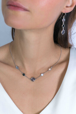 ZINZI Sterling Silver Fantasy Necklace Whiteh Colourful Stones