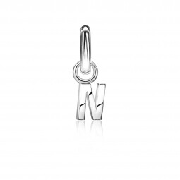 ZINZI Sterling Silver Letter Earrings Pendant N price per piece ZICH2144N (excl. hoop earrings)