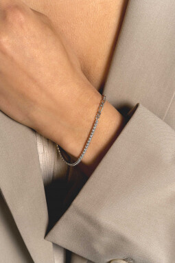 ZINZI Sterling Silver Fantasy Chain Bracelet Half Set with White Zirconias width 2,3mm 17-20cm ZIA2460
