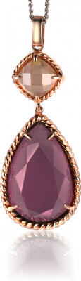 ZINZI Rose Gold Plated Sterling Silver Pendant Red Brown ZIH1161E