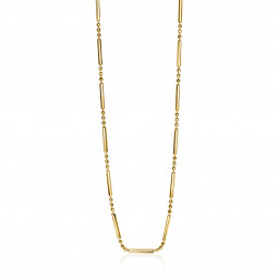 ZINZI Sterling Silver Fantasy Necklace 14K Yellow Gold Plated Bars