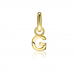 ZINZI Sterling Silver 14K Yellow Gold Plated Letter Ear Pendant G (per piece)