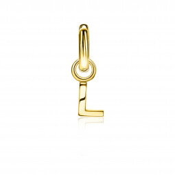 ZINZI Sterling Silver 14K Yellow Gold Plated Letter Ear Pendant L (per piece)