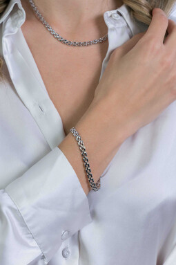 ZINZI Sterling Silver Rolex-style Chain Bracelet width 5mm 19cm ZIA2149