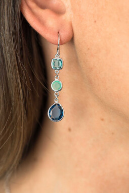 45mm ZINZI Sterling Silver Drop Earrings Blue ZIO1870