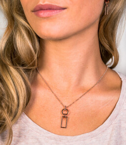 ZINZI zilveren hanger rosé verguld open rond rechthoek 35mm ZIH1692R