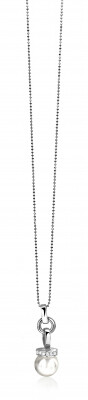 ZINZI zilveren hanger met schakels en witte parel 12mm ZIH1062 

