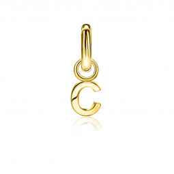 ZINZI Sterling Silver 14K Yellow Gold Plated Letter Ear Pendant C (per piece)