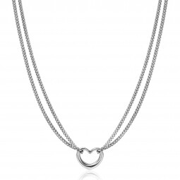 ZINZI zilveren multilook ketting met gourmet schakels en open hart 40-43cm ZIC2516