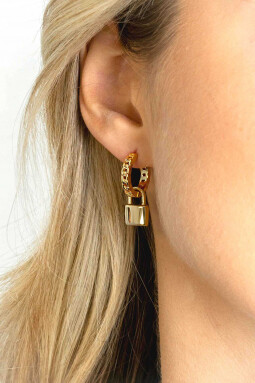 13mm ZINZI Gold Plated Sterling Silver Earrings Pendants Trendy Lock ZICH2353G (excl. hoop earrings)