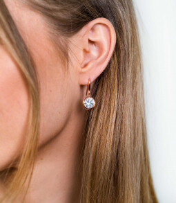 ZINZI zilveren oorhangers rosé verguld witte zirconia 11mm ZIO3