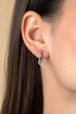 7,5mm ZINZI Sterling Silver Earrings Pendants Round White Zirconias ZICH2550 (excl. hoop earrings)