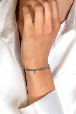 ZINZI zilveren multi-look armband met gourmet en paperclip schakels, bezet met vier ronde zirconia's ZIA2362