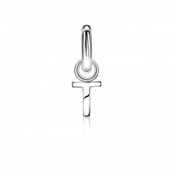 ZINZI Sterling Silver Letter Earrings Pendant T price per piece ZICH2144T (excl. hoop earrings)