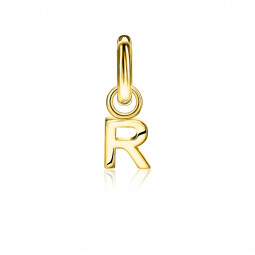 ZINZI Sterling Silver 14K Yellow Gold Plated Letter Ear Pendant R (per piece)
