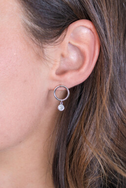ZINZI Sterling Silver EarRings 13mm Round Pendant White