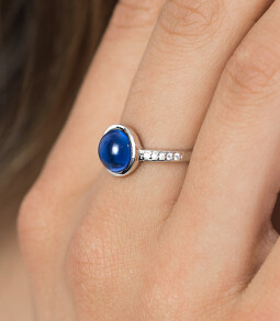 ZINZI zilveren ring rond blauw wit ZIR1871