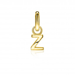 ZINZI Sterling Silver 14K Yellow Gold Plated Letter Ear Pendant Z (per piece)