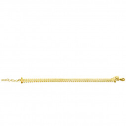 ZINZI zilveren armband 14K goldplated glimmende plaatjes 3 rijen 7mm breed 17-20cm ZIA-BF42G