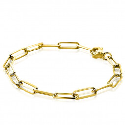 ZINZI goldplated zilveren paperclip schakel armband 5mm breed 19cm ZIA-BF55
