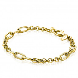 ZINZI goldplated zilveren armband met jasseron en ovale schakels 5,5mm 18-20cm ZIA-BF58