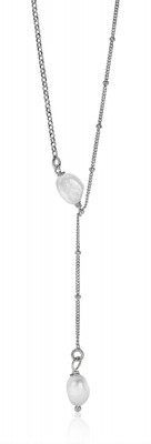 ZINZI Sterling Silver Y-Necklace Beads and White Pearls 45cm ZIC2187