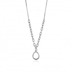 ZINZI zilveren gourmet collier met grotere ovale schakels en grote ovale hanger 40-45cm ZIC2481