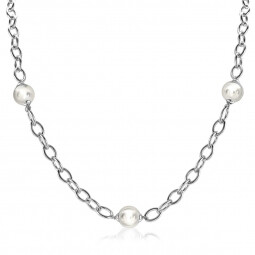 ZINZI Sterling Silver Chain Necklace White Swarovski Pearls 45cm ZIC280