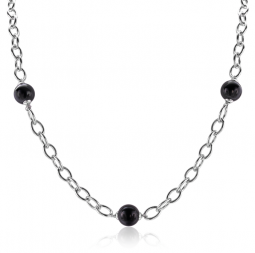 ZINZI Sterling Silver Necklace Pearl Black 45cm ZIC280Z