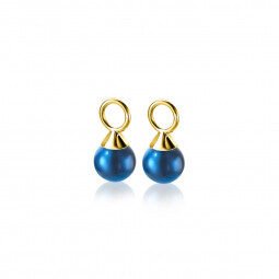 ZINZI gold plated zilveren oorbedels parels blauw 6mm ZICH1749BG (excl. oorringen)