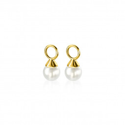 ZINZI Gold Plated Sterling Silver Earrings Pendants Pearl White ZICH1749WG (excl. hoop earrings)