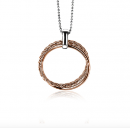 ZINZI zilveren hanger rosé verguld ronde vormen 35mm ZIH1283R