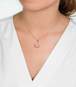 ZINZI zilveren hanger rosé verguld open rond wit 18mm ZIH1813R (zonder collier)