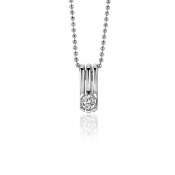 ZINZI zilveren strakke hanger 13mm bezet met witte zirconia ZIH403