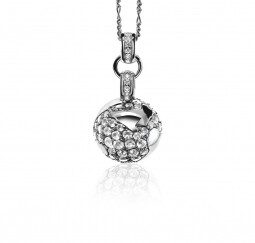 ZINZI zilveren wereldbol hanger 39mm bezet met witte zirconia's ZIH618

