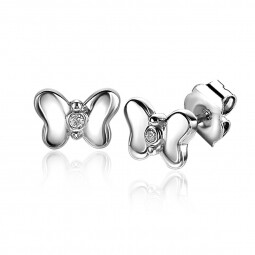 8mm ZINZI Sterling Silver Stud Earrings Butterfly White Zirconia ZIO-BF47