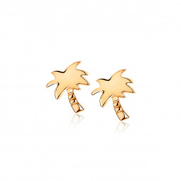 ZINZI Sterling Silver Ear Studs 14K Rose Gold Plated Palm Tree 8mm