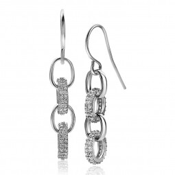 ZINZI zilveren luxe oorhangers 35mm ovale schakels met witte zirconia's ZIO2203
