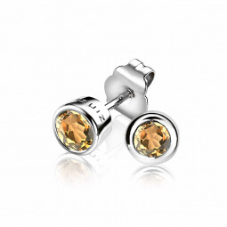 Zinzi zilveren ronde oorknoppen 6mm met champagne zirconia's ZIO322C
