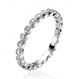 ZINZI Sterling Silver Ring Round White Zirconias ZIRBF45