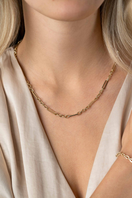 ZINZI 14K Gold Chain Necklace Paperclip and Rolo Chains 4mm width 45cm ZGC473
