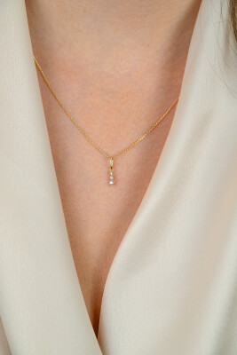 ZINZI GOLD hanger 3x zirconia aflopend