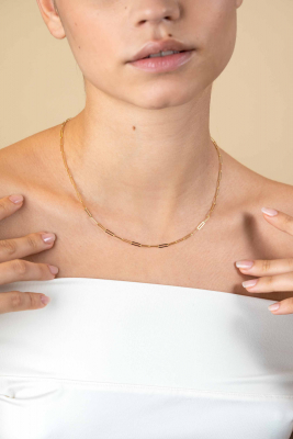 ZINZI 14K Gold Necklace Paperclip Chains 2,2mm width 45cm ZGC296