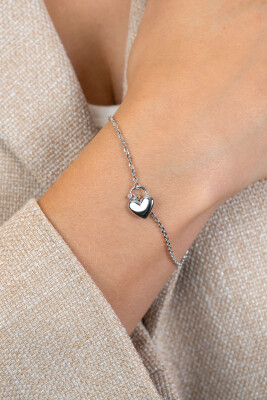 ZINZI silver link bracelet with a heart-shaped lock pendant 17-20cm ZIA2673
