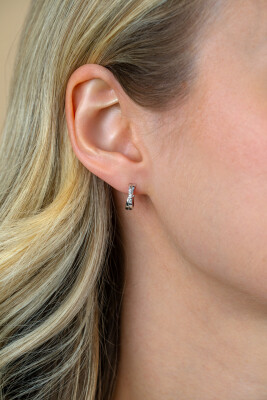 12mm ZINZI Sterling Silver Earrings Crossover White 12x3mm ZIO2039